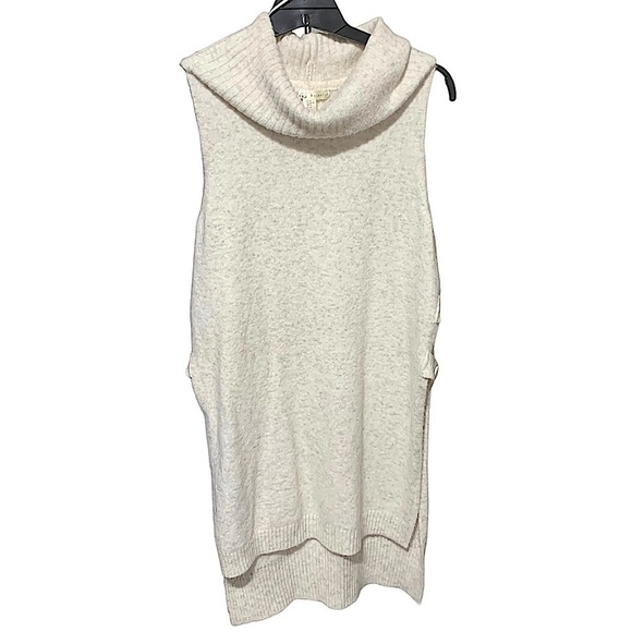 𝅺KAISELY Oatmeal Colored Side Fasten Cowl Neck Tabard Vest Size XL - Picture 1 of 6